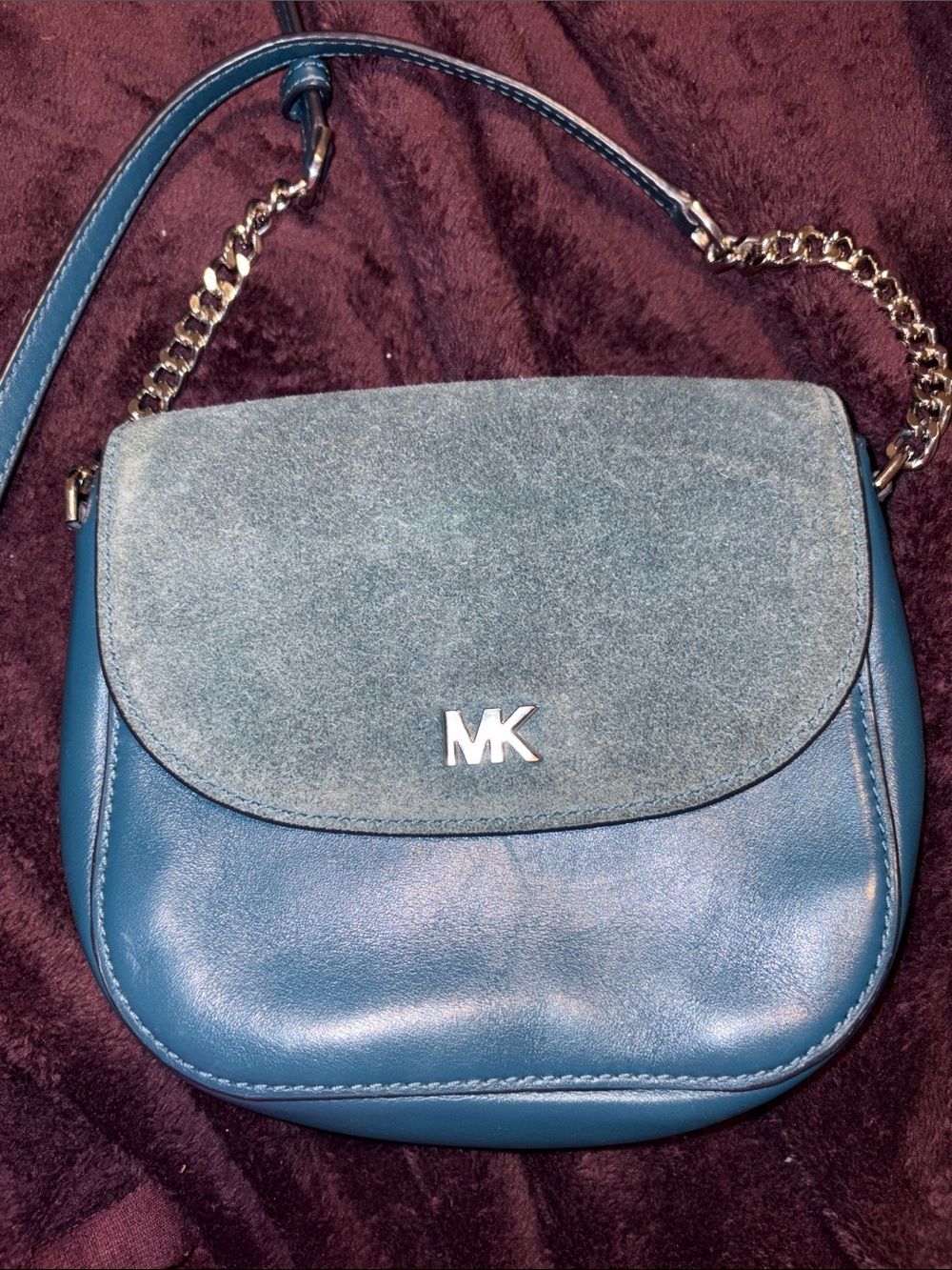 VINTAGE EUC Michael Kors Blue Leather & Suede Crossbody Bag